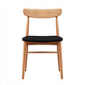 Wood dining chair with grey upholstered seat and slatted back 40 x 45 x 85cm