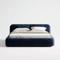 Upholstered platform bed with vertical stitching in gray 200 x 160 x 100cm