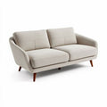 Modern upholstered loveseat sofa with wooden legs in cream color 180 x 80 x 85cm