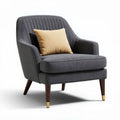 Upholstered accent chair with decorative stitching and wooden legs 80 x 80 x 85cm