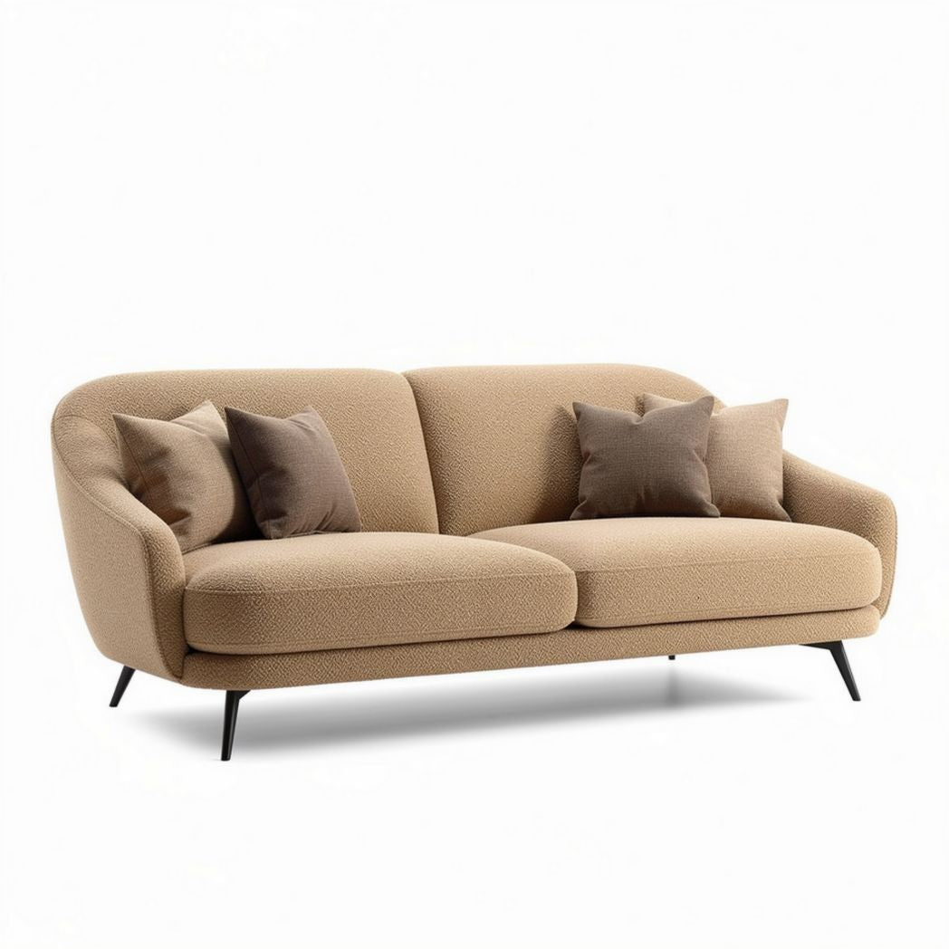 Fabric sofa with removable cushions in beige 200 x 90 x 80cm