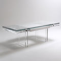 Oval glass dining table with transparent acrylic base 180 x 90 x 75cm