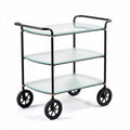 Glass serving cart with black metal frame and three shelves 80 x 40 x 80cm