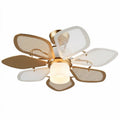 Ceiling fan with white and gold mesh blades and light fixture 52 x 52 x 25cm