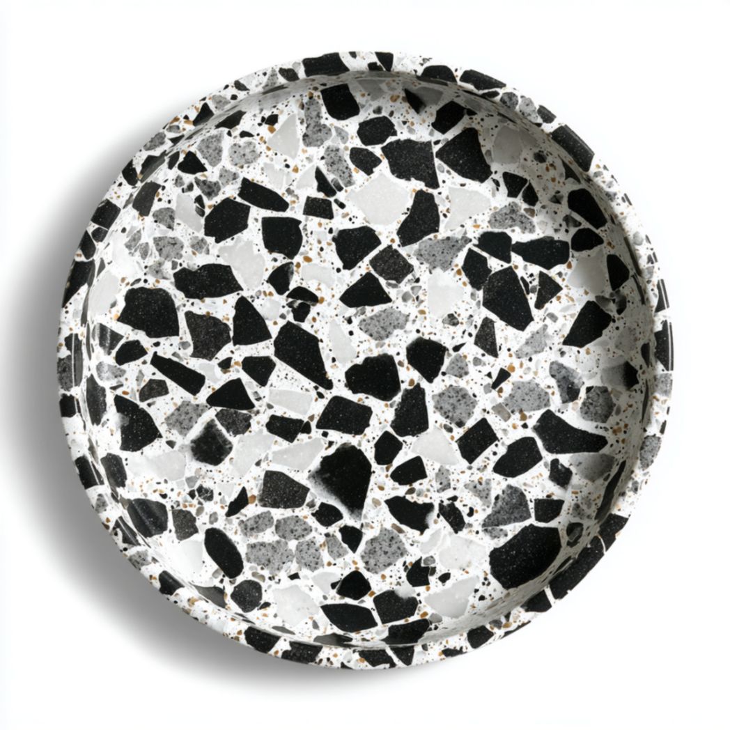 Terrazzo serving tray with handles for kitchen and dining 40 x 30 x 4cm