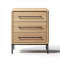 Wooden nightstand with three drawers and metal legs 40 x 40 x 50cm